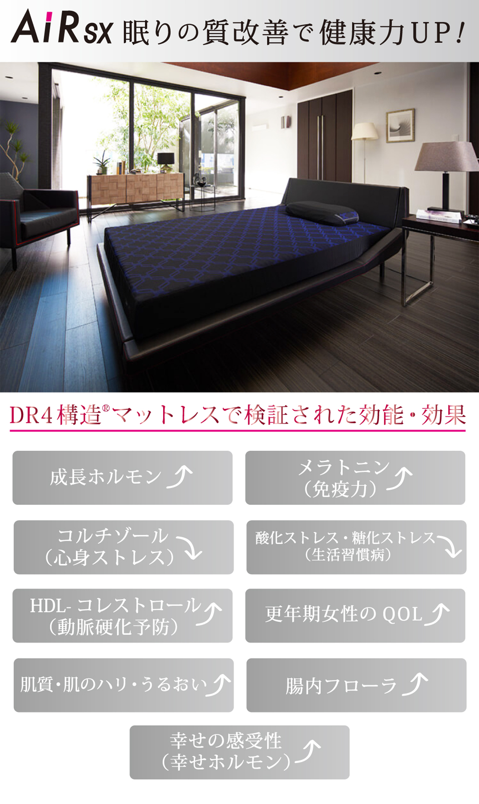 西川のエアーSXで眠れば、睡眠の質改善で健康力アップ